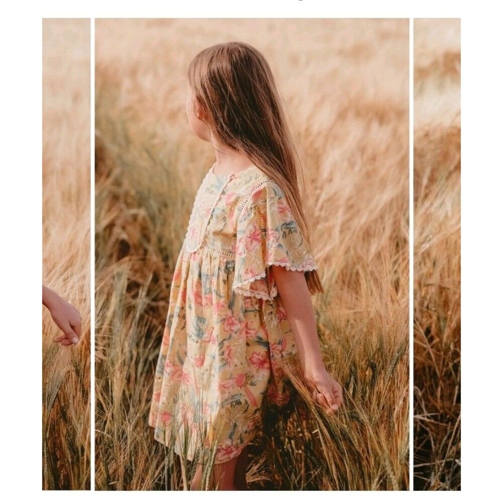 Louise Misha Paris Girls Christina Boho Dress Size 10 Y Organic Cotton Peasant
